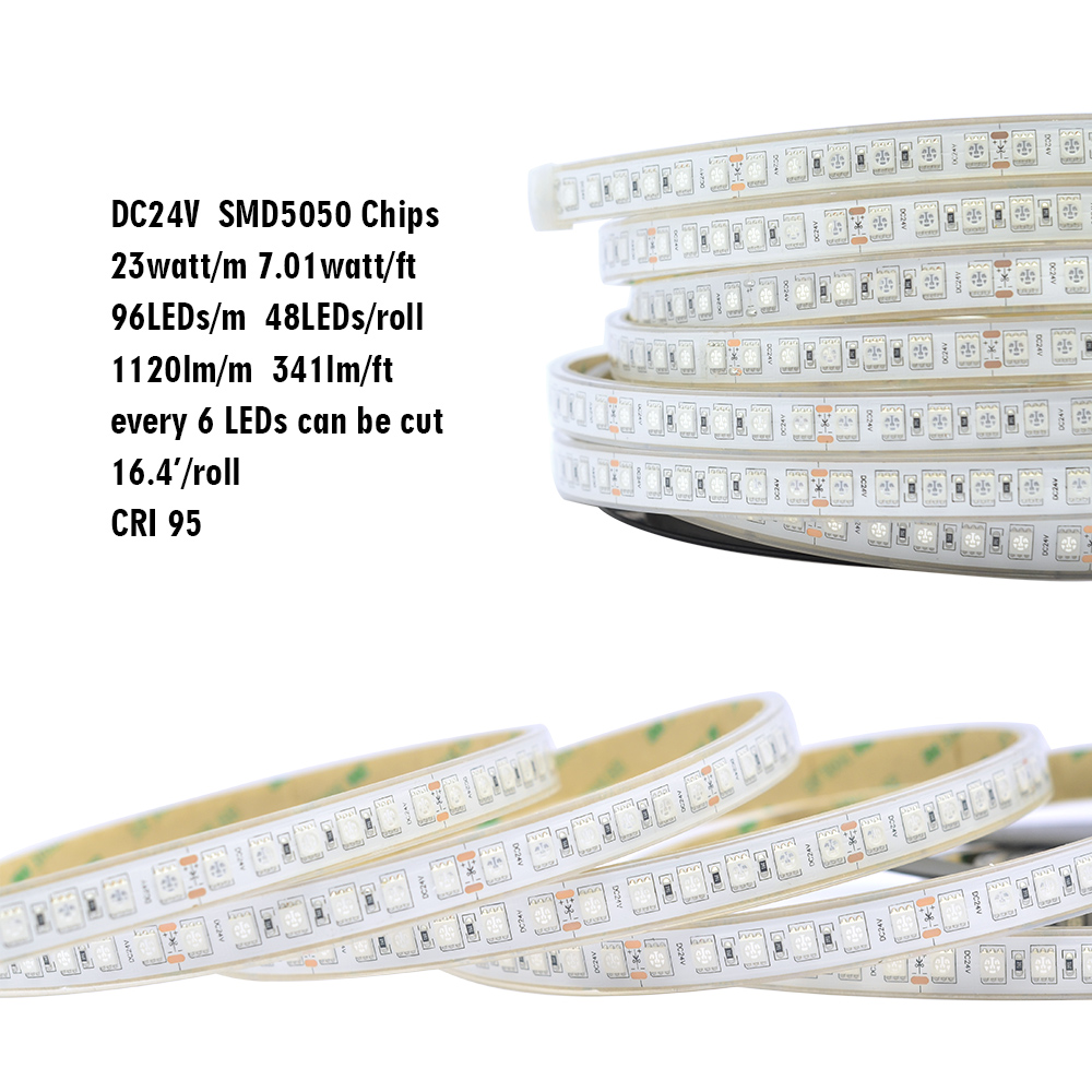 Multi Color RGB Waterproof LED Strip Lights - 12mm/10mm 24V/12V 5050 3in1 LED - 96LEDs/m